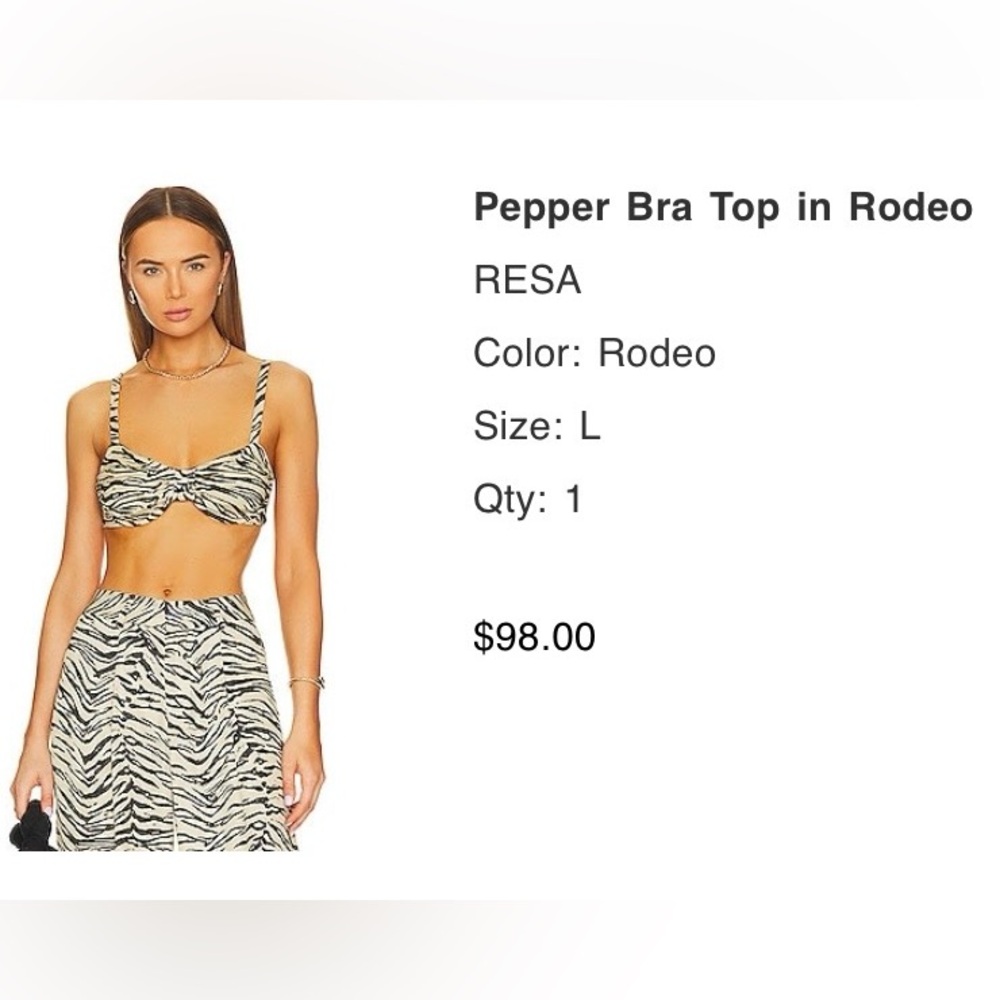 RESA Zebra Print Bra Top in Black and Tan